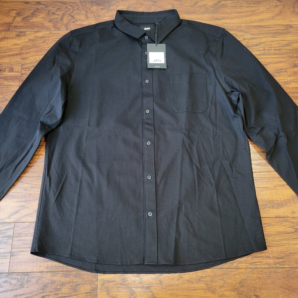AWAY Travel The Anywhere Shirt Coolmax Solid Black Collared Button-Up sz XL NWT